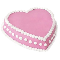 Send 1 Kg Eggless Heart Shape Strawberry Cake to India