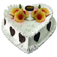 Send 1 Kg Heart Shape Pineapple Cake to India